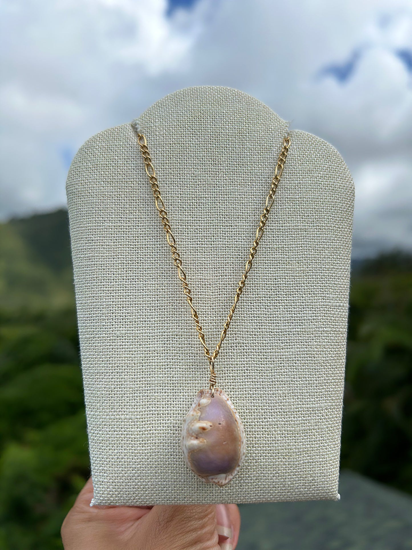 Purple Cowry Necklace 14k Gold & Sterling Silver