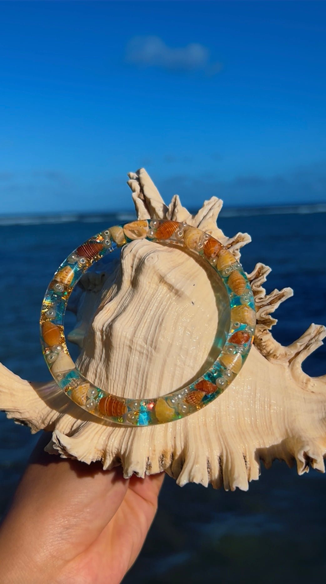 Bangle | Kāheka* Tide Pool Resin | Sunrise Shell Shards