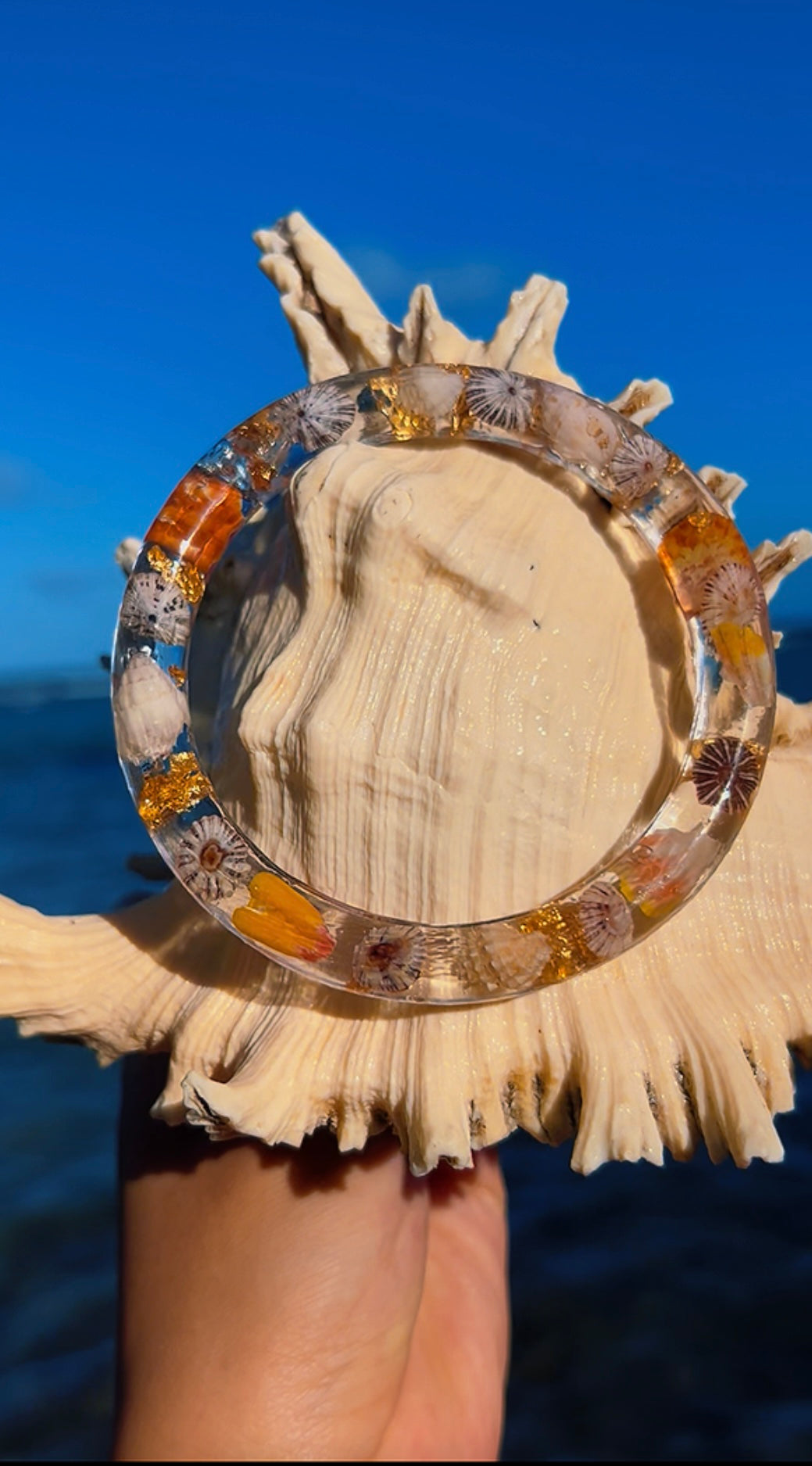 Bangle | Kāheka* Tide Pool Resin | Sunrise Shell Shards