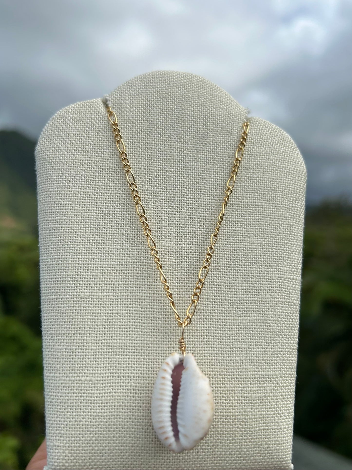 Purple Cowry Necklace                     14k Gold & Sterling Silver