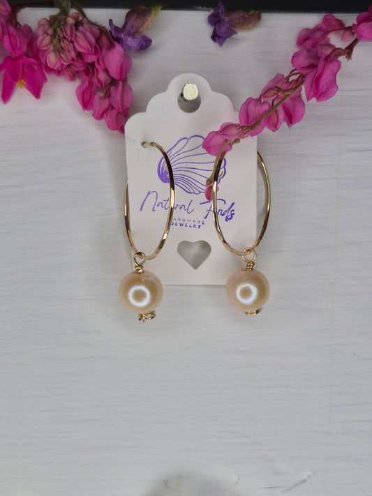1.5" Hoop Earrings | Edison Pearl | 14k Gold Filled
