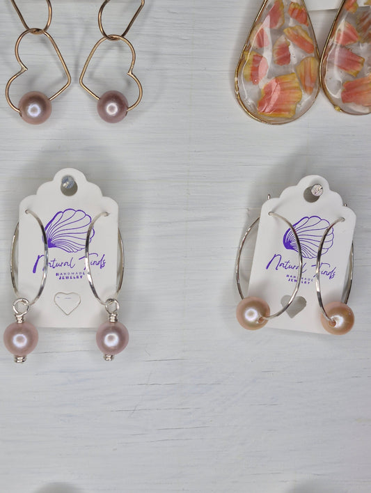 1.5" Earring Hoops | Edison Pearls | Sterling Silver